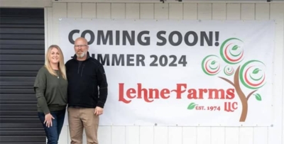Wendy and Glen Lehne standing in front of what will be their new location called The Farm Stand